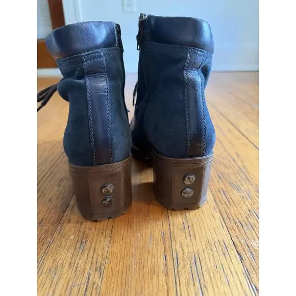 FLY London Boots Womens Size 8 Blue Leather Suede Lace Up Ankle Zip P143689003 - Picture 9 of 11